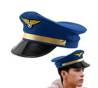 Générique Pilot Captain Hat - Airline Pilot Costume Hat | Cap aviateur de marine adulte réglable, commandant couvre-chef pour hommes, femmes accessoires d'équipage d'Halloween