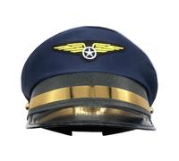 Générique Pilot Hat - Airline Captain Costume Hat | Adjustable Aviation Hats for Adults | Polyester Pilot Cap with Sun-Blocking Brim | Party Dress-Up for Pilots | Airline Theme Party Accessory
