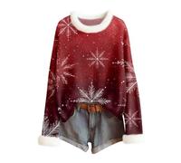 Générique Pilou Pilou Femme, Chemisier Noel Chauffant Moche Sweat Capuche Gilets Sweatshirts Joli Top Lutin Laine Grande Taille Col V Blouse Pull Moche Femme M