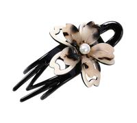 Générique Pince à Cheveux Arrière Bec de Canard Double Couche 3 Dents en Acétate Couleur Écaille Barrette à Cheveux pour Chignon Accessoire Coiffure Femme pour Travail et Sorties