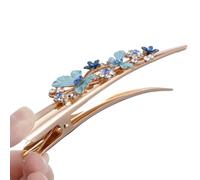 Générique Pince à Cheveux en Alliage Métallique Grosse Taille Bleu Pince à Bec de Canard Motif Floral Vintage Barrette Élégante pour Femmes Accessoire Coiffure pour Mariage et Fête