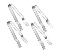 Générique Pince à Sachets de Thé en Acier Inoxydable Argenté Lot de 4 Petite Pince Multifonction Passoire Intégrée Anti-Brûlure pour Infusions la Cuisine et Bars