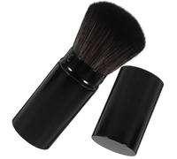 Générique Pinceau à blush compact rétractable portable noir, outil de maquillage multiusage, tube métal, poils fibre, prise en main confortable, pour filles en déplacement