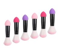 Générique Pinceau Double Embout Application Douce et Confortable en Fibres de Nylon et Aluminium 6pcs pour Blush et Poudre Visage pour Voyage