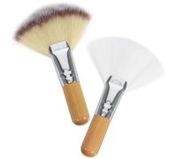 Générique Pinceau Éventail pour Poudre Fixante en Nylon et Bois, Lot de 2 Pièces Prise Confortable, pour Appliquer le Blush Maquillage du Visage