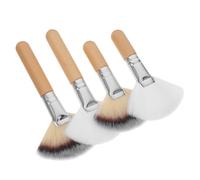 Générique Pinceaux Éventail Doux pour Peau Lisse en Bois et Nylon Ensemble de 4 sans Chute pour Poudre et Blush pour Maquillage Visage Féminin
