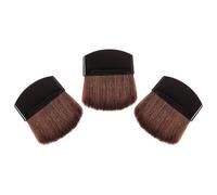 Générique Pinceaux Plats pour Blush et Poudre, Mini Lot de 3, Poils Synthétiques Marron Doux, Manches Noires, Pinceaux Cosmétiques Polyvalents pour Maquillage de Visage en Déplacement