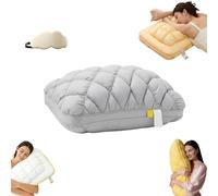Générique Pineapple Cloud-Like Down Pillow-Fluffy Down Alternative Bed Pillow, Unique Cream Puff Pillow Waffle Grid, Plush & Bounce, for Back, Side and Various Sleepers (Grey-B)