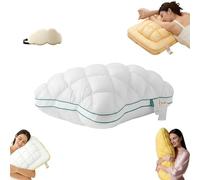 Générique Pineapple Cloud-Like Down Pillow-Fluffy Down Alternative Bed Pillow, Unique Cream Puff Pillow Waffle Grid, Plush & Bounce, for Back, Side and Various Sleepers (White-C)
