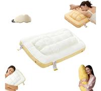 Générique Pineapple Cloud-Like Down Pillow-Fluffy Down Alternative Bed Pillow, Unique Cream Puff Pillow Waffle Grid, Plush & Bounce, for Back, Side and Various Sleepers (White-B)