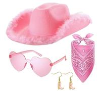 Générique Pink Costume Cowboy Hat - 4X Pink Cowgirl HatsCarnival Costume | Girlfriend Wife Mother Role Play Festival and Casual Wear Cowgirl Hat for Country Concert