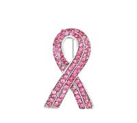 Générique Pin's Ruban Rose Broches en Forme De Ruban Rose en Strass Belle Qualité De Finition pour Sensibilisation Cancer du Sein Symbole Officiel De Sensibilisation Au Cancer du Sein pour Femme