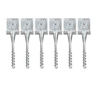 Générique Piquets au Sol 6 pcs Argenté 14x14x58 cm Acier galvanisé,Quincaillerie,Accessoires de quincaillerie,Piquets de Sol,13.36 KG,145446