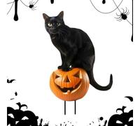 Générique Piquets Jardin Halloween Déco Patio en métal Chat Noir Mignon