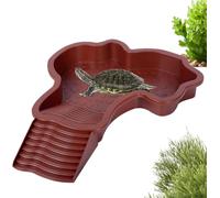 Générique Piscine Tortue Terrestre Mangeoire, Plat d'eau Bassin pour Tortue de Piscine avec Rampe, Bol d'eau pour Reptiles avec Échelle, Bassin de Douche pour Terrasse (Rouge)