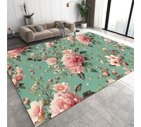 Générique Pivoine Fleur Paillasson 50x80 cm 3D Romance Bohème Carpette Flanelle Antidérapant Lavable Poil Court Tapis pour Entrée Salle de Bain Cuisine Q-56