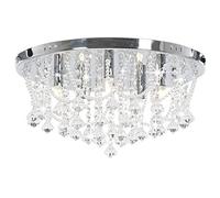 Générique Plafonnier avec Perles de Cristal Argenté Rond 4 Ampoules G9,Maison & Jardin, Luminaires, Lampes, Argent (Poids 2.99KG)