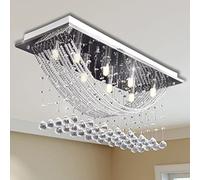 Générique Plafonnier avec Perles en Verre Cristal Étincelant Blanc 8 x G9 29 cm,Maison & Jardin, Luminaires, Appareils d'éclairage, Plafonniers, Argent (Poids 6.04KG)