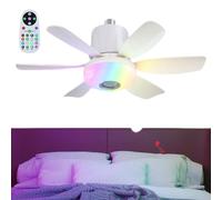 Générique Plafonnier avec Ventilateur,Télécommande Haut-Parleur Musique 3 Vitesses,Ampoule pour Ventilateur de Plafond Chambre - pour Maison, Dormitorium, Bureau, Appartement, Chambre, Salon