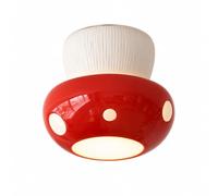 Générique Plafonnier Champignon Enfant, 3 Températures De Couleur Réglables | Lampe En Céramique G9 à Pois Rouges, Noirs Et Bleus, Couloir/salle De Jeux (Rouge Recessed Mount)