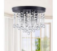 Générique Plafonnier encastré à 4 lumières Lustre en Cristal Moderne Luminaire Rond français avec Accents de Boules de Cristal,pour diverses pièces