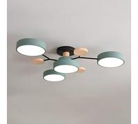Générique Plafonnier LED Moderne en Bois Semi-encastré avec molécule Nordique Blanche Proche du Plafond pour Salon, Chambre à Coucher, Salle à Manger, Bureau, Cuisine, Vert Gris