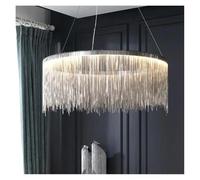 Générique Plafonnier, Lustre de luxe rond à LED Lingting for salon, lampe suspendue longue en fer avec anneau for chambre d'hôtel, d'intérieur(Changeable,Ring D80cm)