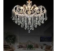 Générique Plafonnier, Lustre en cristal chromé moderne, éclairage de bougie, lampe suspendue for Foyer, projet Restaurant, d'intérieur(Warm light,8arms D68cm H58cm)
