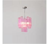 Générique Plafonnier, Lustre Suspendu à LED en Tube de Verre Rose et Blanc, Design français, luminaires Suspendus, luminaires de Salle à Manger de Luxe(40cm Pink)