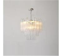 Générique Plafonnier, Lustre Suspendu à LED en Tube de Verre Rose et Blanc, Design français, luminaires Suspendus, luminaires de Salle à Manger de Luxe(50cm White)