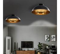Générique Plafonniers 2 pcs Noir et doré Semi-sphérique E27,Maison & Jardin, Luminaires, Lampes, Noir (Poids 2.62KG)