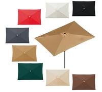 Générique Plage Auvent De Rechange Pour Parasol UV 50+ Toile De Rechange Carré Rectangle Dessus De Parapluie De Remplacement 4/6/8 Baleines(Khaki,2.0mx2.0m)