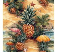 Générique Plage Avec Palmiers Papier Peint Épaissir Mat Auto Adhésif 44x500 cm Ananas Peint Meubles Autocollants Amovible Comptoir Contact Papier Stickers Muraux pour Bains Salon Chambre