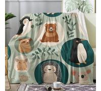 Générique Plaid Animal Zoo, Couverture Polaire 150x200 Motif Cartoon, Plaid Lit 1 Personne Flanelle Doux, Jeté de Canapé, Decoration & Cadeau (J139)