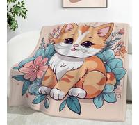 Générique Plaid Canape Chat Orange, Fleur Rose Couverture Polaire en Flanelle Douce Chaude Couvre Lit 1 Personnes 140x200cm Jeté de Canapé Moelleuse Dessus de lit Canapé lit SF51