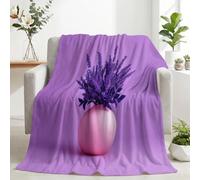 Générique Plaid Canapé Doux Fleurs Vase Lavande Flanelle Microfibre | Jeté de Lit, Couverture Polaire 150x200cm, 270g/m², Effet Cocooning, Toutes Saisons Fleurs Violettes, Respirante