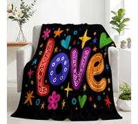 Générique Plaid Canapé Doux Lettres Love Pop Art Flanelle Microfibre | Jeté de Lit, Couverture Polaire 180x200cm, 270g/m², Effet Cocooning, Toutes Saisons Saint-Valentin, Respirante