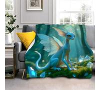 Générique Plaid Canape Grande Taille Dragon Blanc, Couverture Polaire Plantes Vertes, Couverture en Flanelle Douce et Moelleuse Convient aux Lits et Canapés （180x200cm） AL983