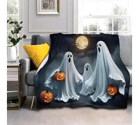 Générique Plaid Canape Grande Taille Fantôme Blanc, Couverture Polaire Halloween, Couverture en Flanelle Douce et Moelleuse Convient aux Lits et Canapés （180x200cm） AL1823