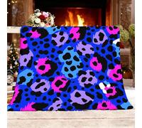 Générique Plaid Canape Grande Taille, Imprimé LéOpard Classique Abstrait Couverture Polaire Douce et Chaude Bleu Couverture de Canapé pour Adolescents et Adultes 150x200 cm 2 Personnes