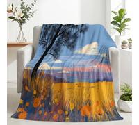 Générique Plaid Canapé Polaire Doux et Confortable Ciel Champ Prairie | Couverture Douce et Chaude 180x200cm Paysage Naturel, Jeté de Canapé et Couvre-Lit, Plaid Salon Effet Cocooning