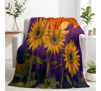 Générique Plaid Canapé Polaire Doux et Confortable Tournesol Coucher Soleil | Couverture Douce et Chaude 100x130cm Imprimé Floral Jaune Doré, Jeté de Canapé et Couvre-Lit, Plaid Salon Effet Cocooning
