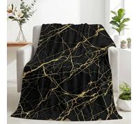 Générique Plaid Canapé Polaire Flanelle Ultra Doux Marbre Noir Doré | Couverture Chaude et Confortable 150x200cm Agate Fluide Luxe, Jeté de Lit et Fauteuil, Plaid Salon Effet Cocooning