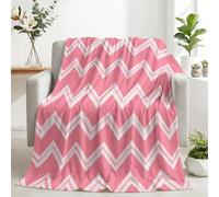 Générique Plaid Canapé Polaire Flanelle Ultra Doux Motif Vagues Roses | Couverture Chaude et Confortable 130x150cm Motif Géométrique Chevrons, Jeté de Lit et Fauteuil, Plaid Salon Effet Cocooning