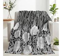 Générique Plaid Canapé Rose Rayures Zèbre Couverture Polaire 150x200 | Flanelle Microfibre Douce, Floral Gothique Noir Blanc Jeté de Lit et Canapé Chaud et Moelleux, Léger et Respirant pour Salon