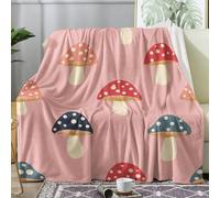 Générique Plaid Champignon, Couverture Polaire 150x200 Motif Rose Cartoon, Plaid Lit 1 Personne Flanelle Doux, Jeté de Canapé, Decoration & Cadeau (J96)
