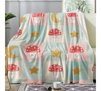 Générique Plaid Champignon Mignon, Couverture Polaire 220x240 Motif Cartoon, Plaid Lit 1 Personne Flanelle Doux, Jeté de Canapé Grande XXL, Decoration & Cadeau (J179)