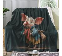Générique Plaid Cochon, Couverture Polaire 130x150 Motif Cartoon Mignon, Plaid Lit 1 Personne Flanelle Doux, Jeté de Canapé Petite Taille, Decoration & Cadeau (T113)