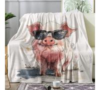 Générique Plaid Cochon, Couverture Polaire 200x200 Motif Animaux Drôle, Plaid Lit 1 Personne Flanelle Doux, Jeté de Canapé, Decoration & Cadeau (T147)