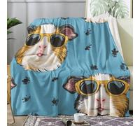 Générique Plaid Cochon d'Inde, Couverture Polaire 220x240 Motif Animaux Drôles, Plaid Lit 1 Personne Flanelle Doux, Jeté de Canapé Grande XXL, Decoration & Cadeau (J260)